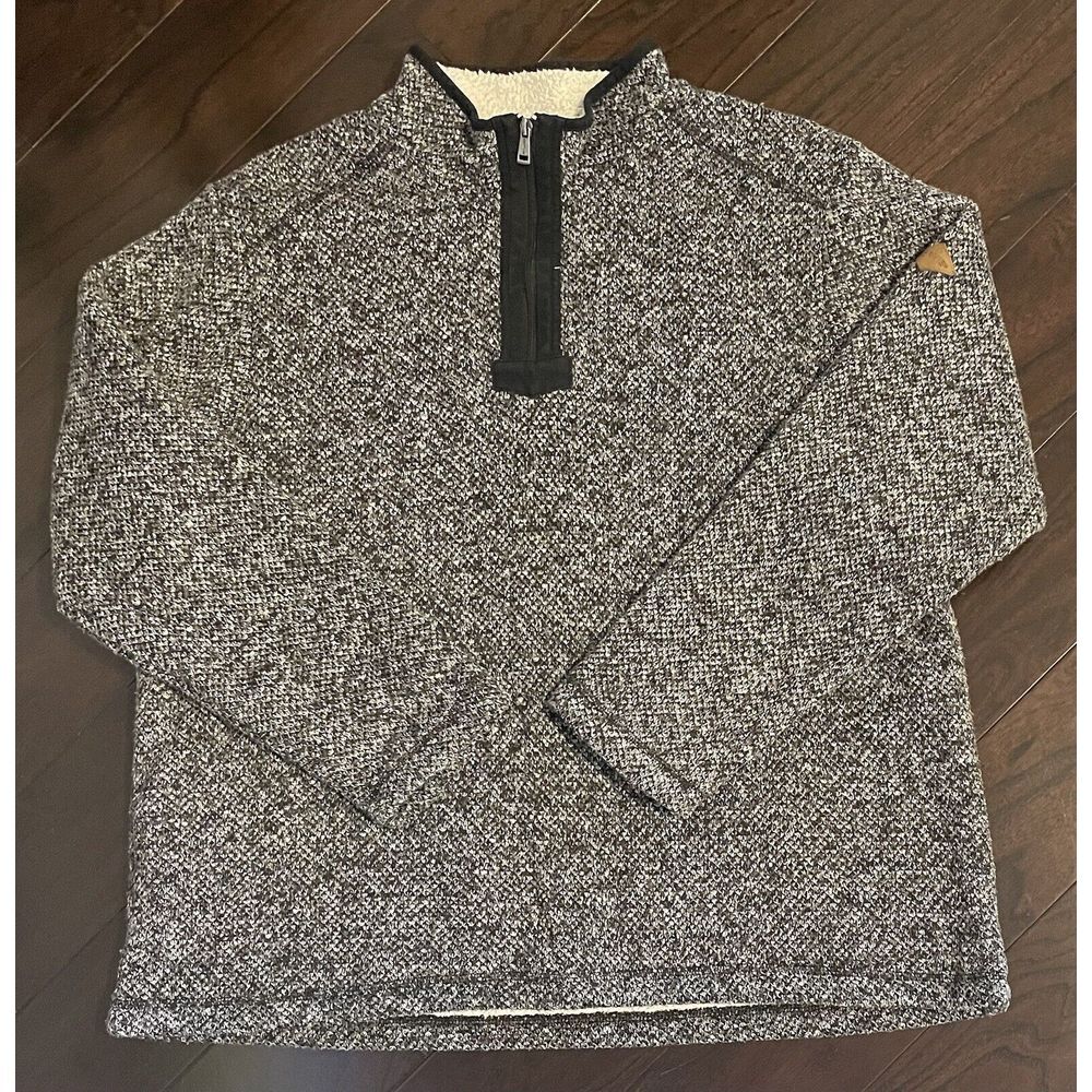 Orvis Sweater Men's XXL Gray Sherpa 1/4 Zip Sweatshirt Pullover Moch Neck